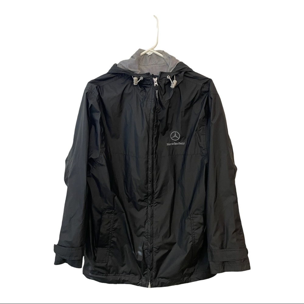Mercedes Benz Men's Black Hooded Rain Jacket Coat Small